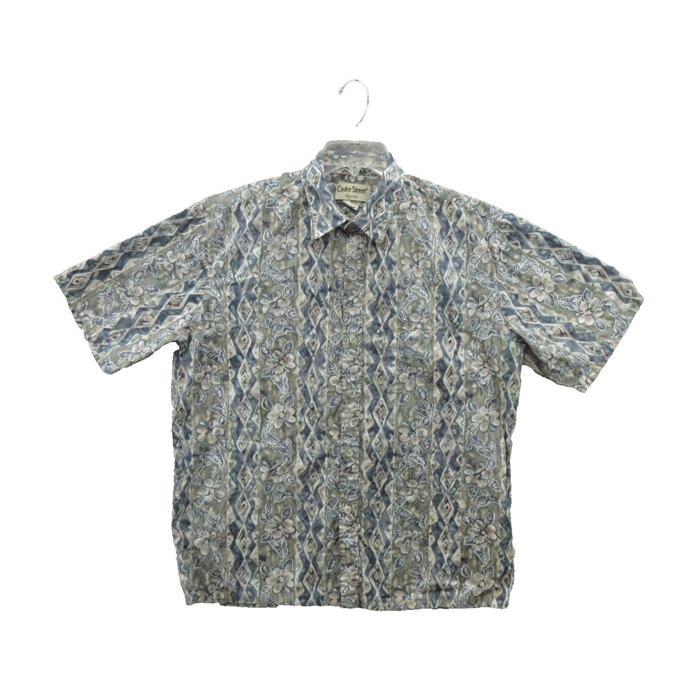 Cooke Street Mens Shirt Large Classic Hawaiian Short Sleeve Floral Cotton USA